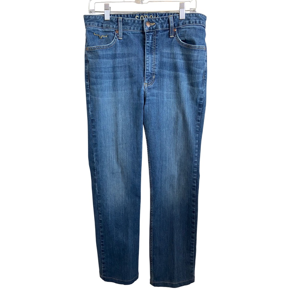 Kimes Ranch Sarah High Rise Straight Leg Blue Denim Jeans Made in USA 10/32